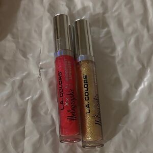 L.A. Colors Holographic Lip Gloss Duo - Red & Gold Sparkle